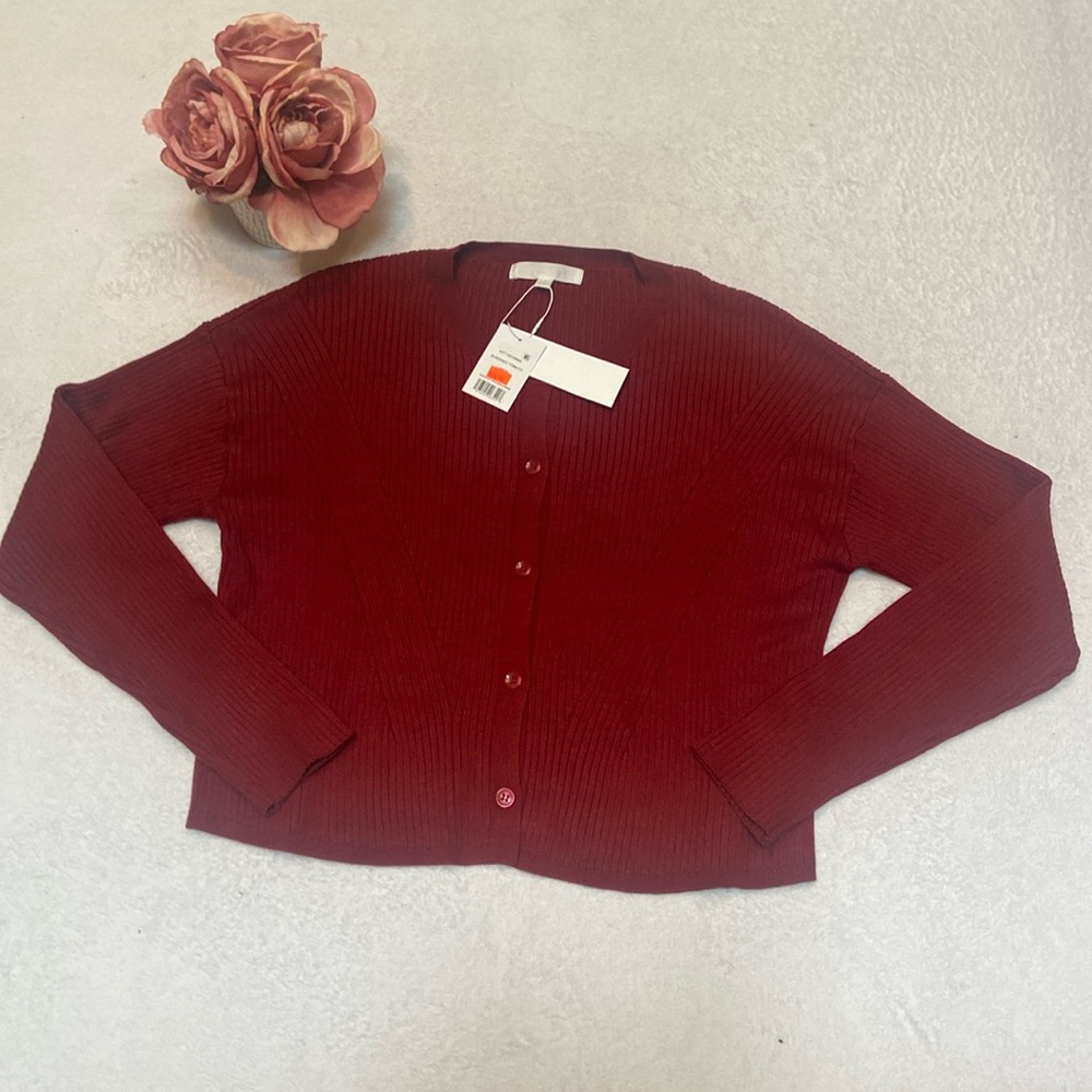 ADYSON PARKER NWT Size L Button Front Ribbed Knit Sweater